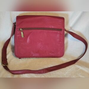 Vintage Giani Bernini Red Leather Messenger Bag